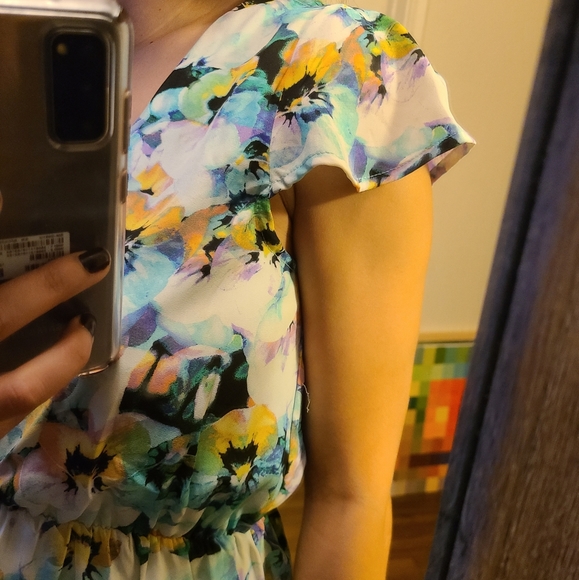 Floral watercolor romper-pink, purple, blu… - Picture 3 of 12